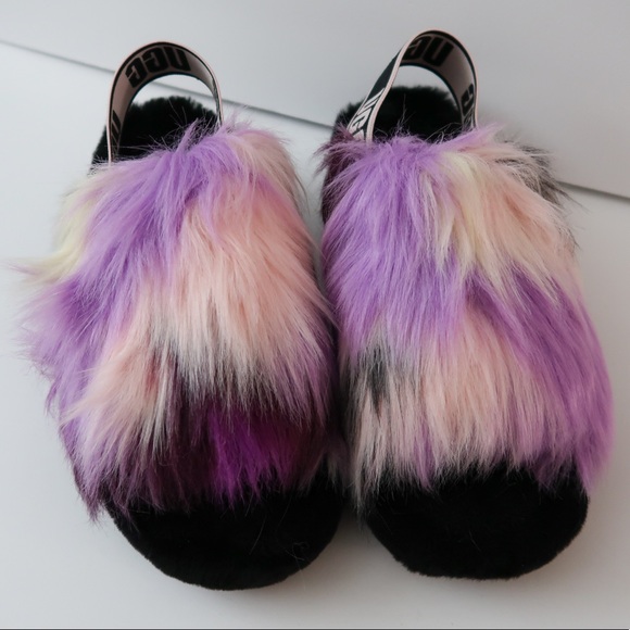 Ugg Fluff Yeah Slide Tie Dye size 7 - Purple and Black - Picture 3 of 8